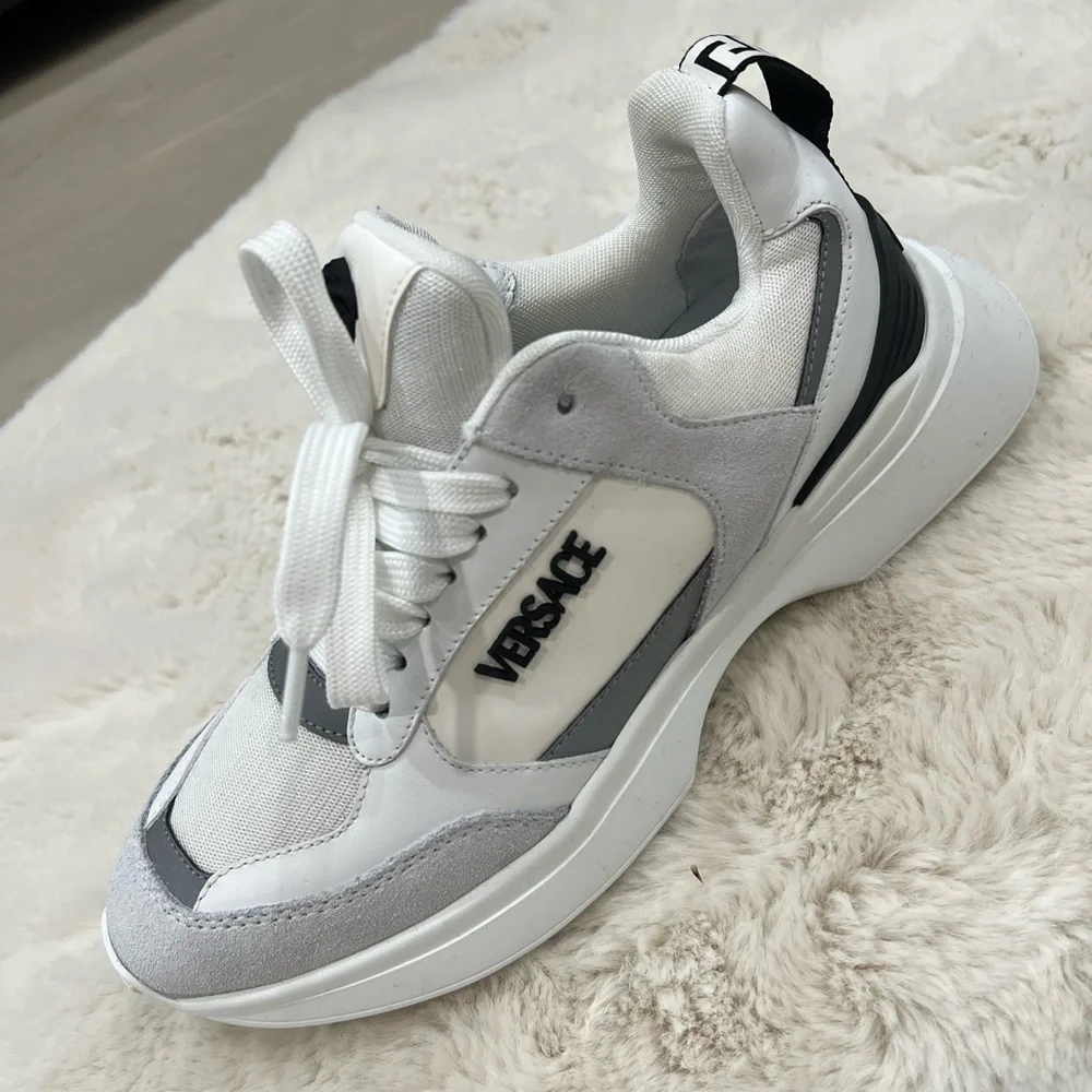 Versace White and Silver Athletic Shoes - Picture 3 of 5